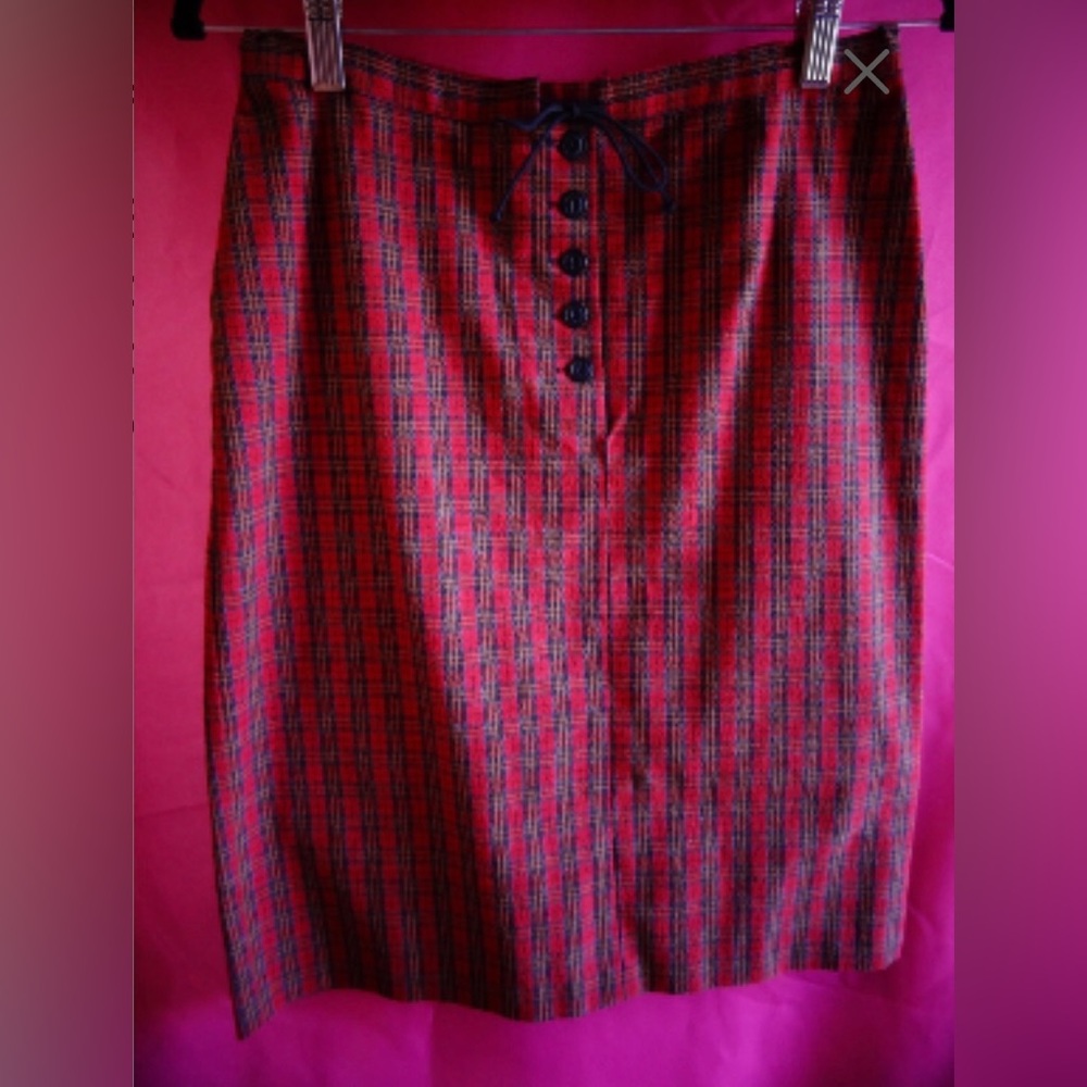 Betsey johnson skirt black red plaid tartan grunge bombshell vixen retro pinup